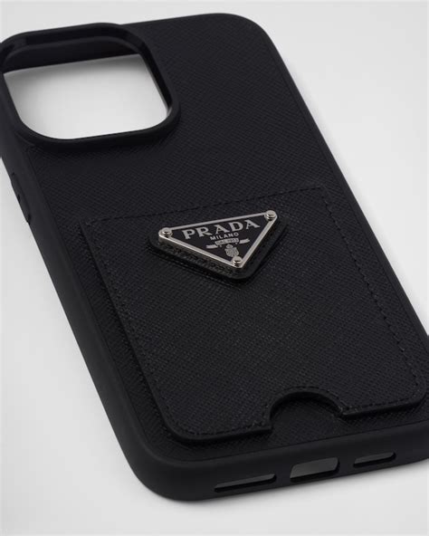 Black Saffiano Leather Cover For Iphone 14 Plus 